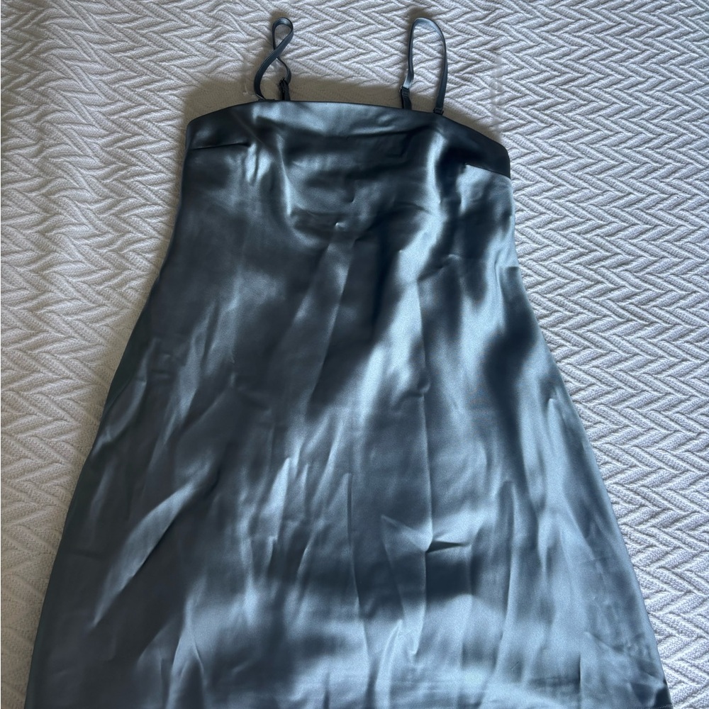Elegant Satin Slip Dress in Silver